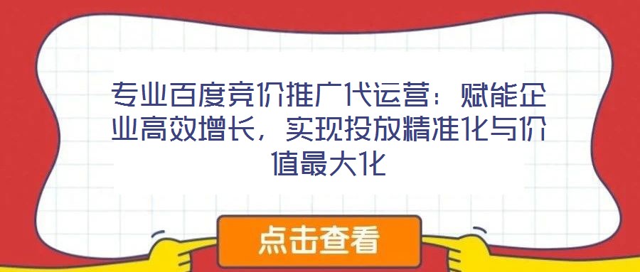 專業(yè)百度競價推廣代運營：賦能企業(yè)高效增長，實現(xiàn)投放精準化與價值最大化