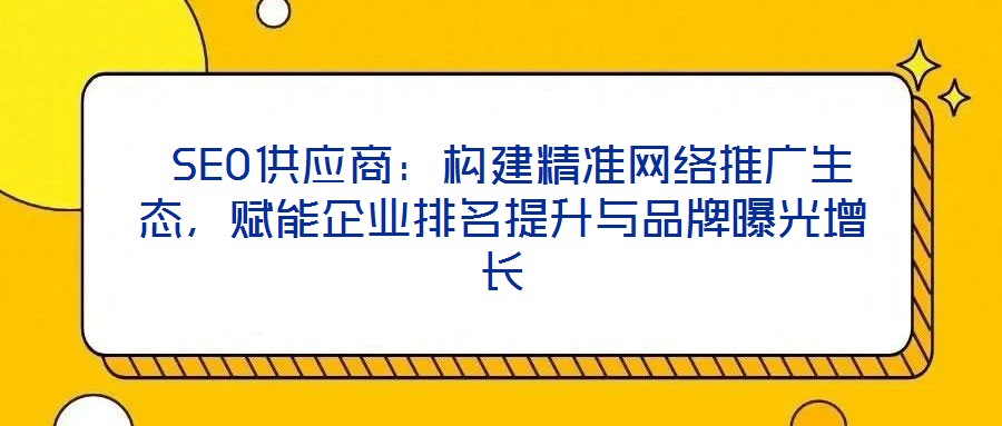  SEO供應(yīng)商：構(gòu)建精準(zhǔn)網(wǎng)絡(luò)推廣生態(tài)，賦能企業(yè)排名提升與品牌曝光增長