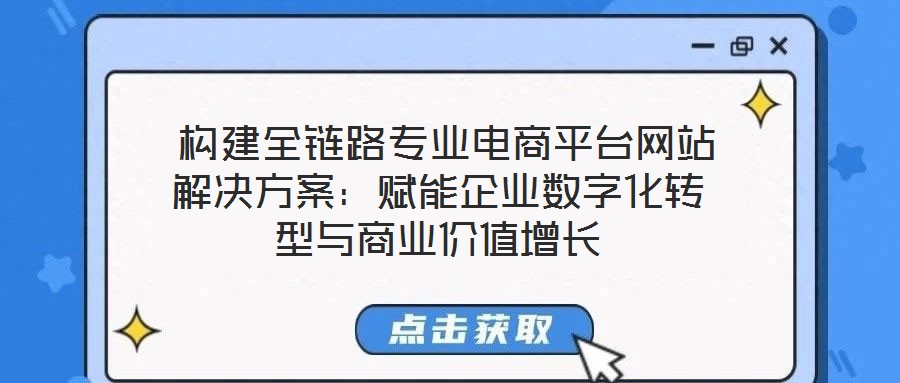 構(gòu)建全鏈路專業(yè)電商平臺(tái)網(wǎng)站解決方案：賦能企業(yè)數(shù)字化轉(zhuǎn)型與商業(yè)價(jià)值增長