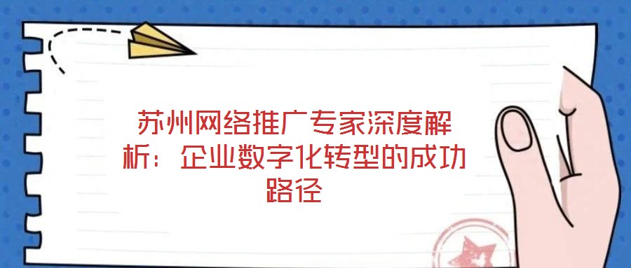 蘇州網(wǎng)絡(luò)推廣專家深度解析：企業(yè)數(shù)字化轉(zhuǎn)型的成功路徑