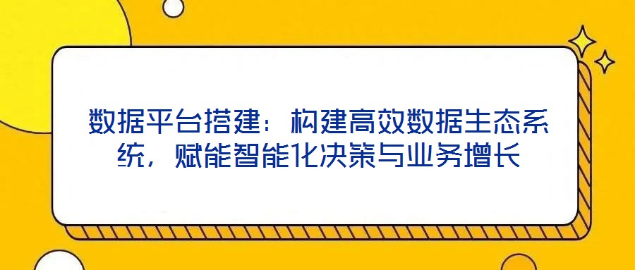 數(shù)據(jù)平臺(tái)搭建：構(gòu)建高效數(shù)據(jù)生態(tài)系統(tǒng)，賦能智能化決策與業(yè)務(wù)增長(zhǎng)