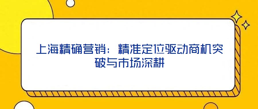 上海精確營(yíng)銷：精準(zhǔn)定位驅(qū)動(dòng)商機(jī)突破與市場(chǎng)深耕